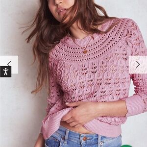 Boden Crochet Mix Stitch Sweater - Formica Pink